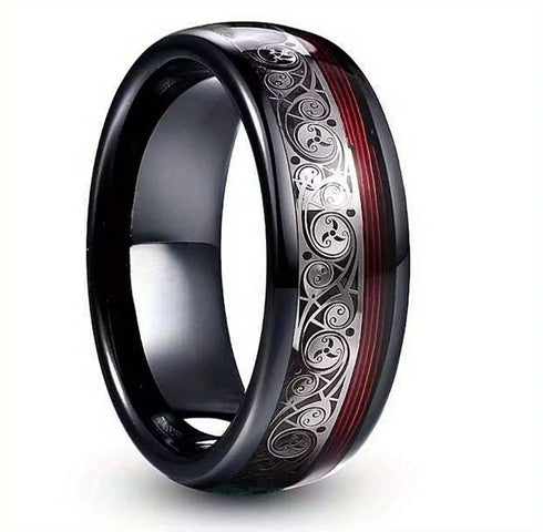 Men's Women's 8mm Tungsten Guitar String Spiral Pattern Comfort-Fit Wedding Band